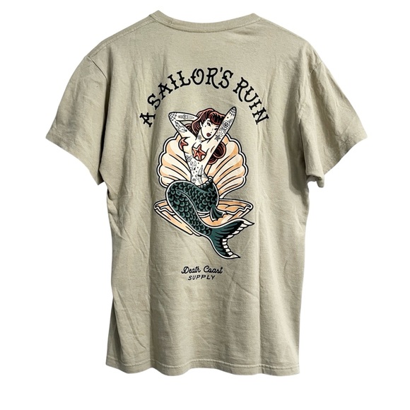 Death Coast Supply “A Sailor’s Ruin” Graphic Tee Beige Size Medium Tattoo Design - Picture 6 of 8